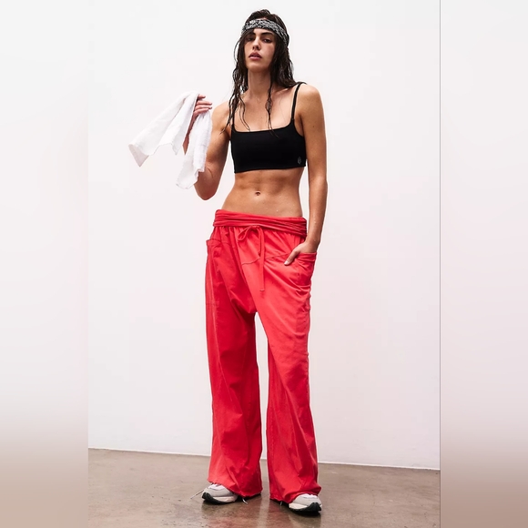 FP Movement by Free People Pants - Women's Red Wide-Leg Lounge Pants